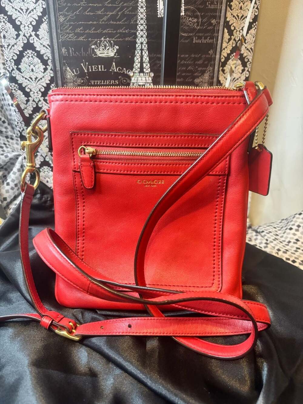 Coach New York Red Leather Crossbody Bag
